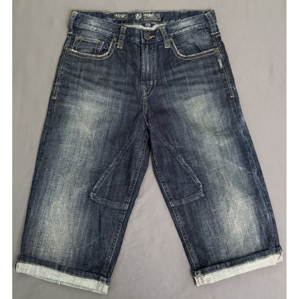 Silver Jeans Co. Pete Short Mens 32 Blue Relaxed Fit Denim Below Knee Baggy NEW!
